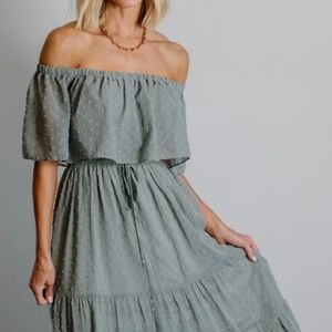 Baltic Born Off-Shoulder Green Maxi Dress